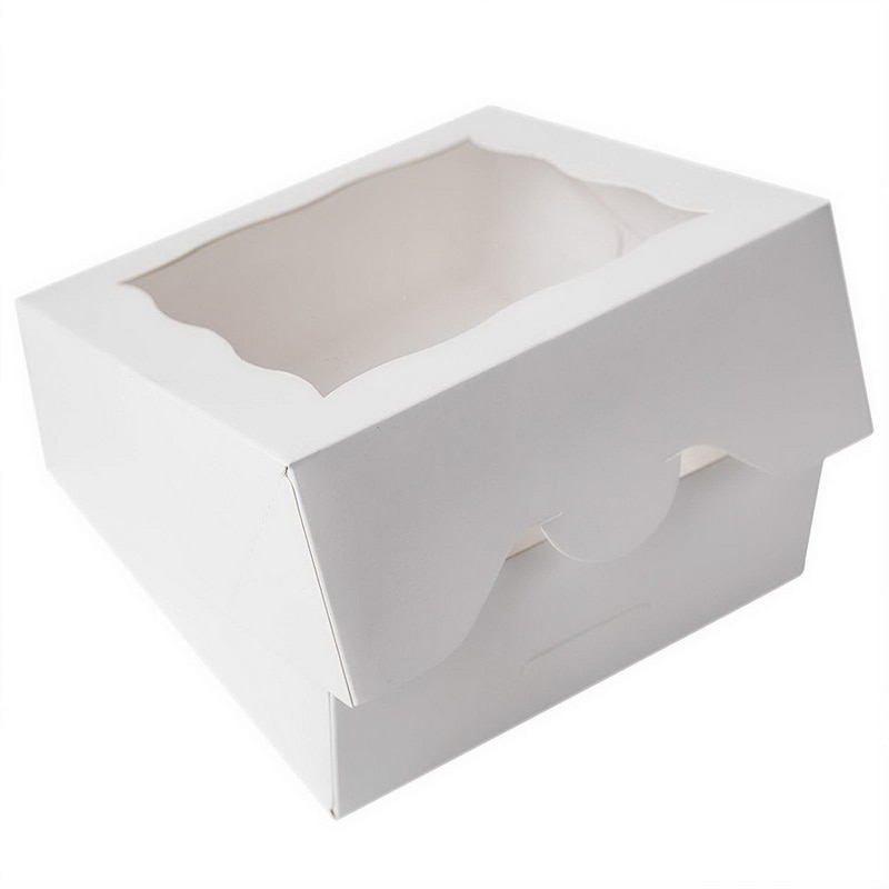 White Bakery Cookie Boxes with Windows 6x6x2.5inch cookie packing For cookie 12pcs