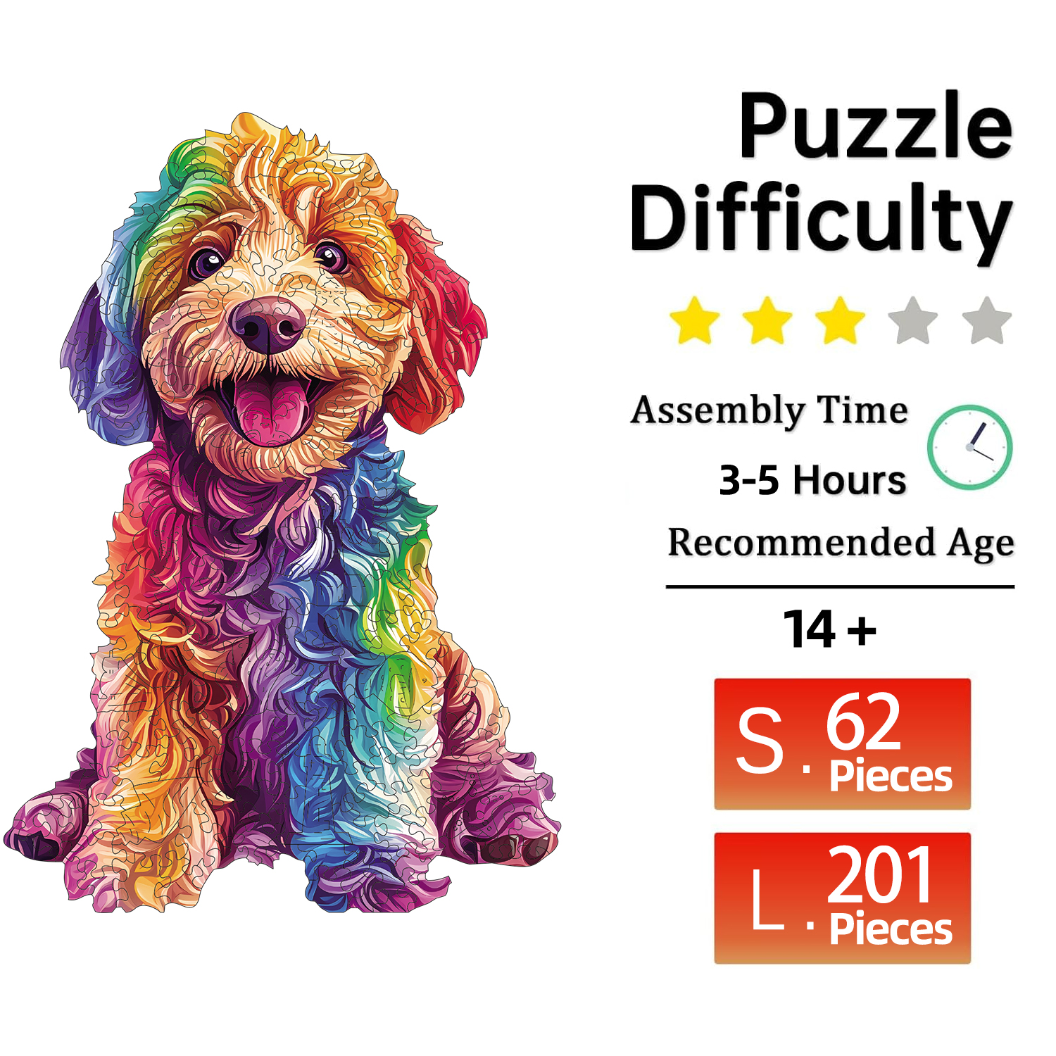 Puzzle in legno colorato per cani da cartone animato, puzzle per giocattoli ad alta difficoltà, addestramento alla concentrazione per adulti, regali di compleanno di Natale