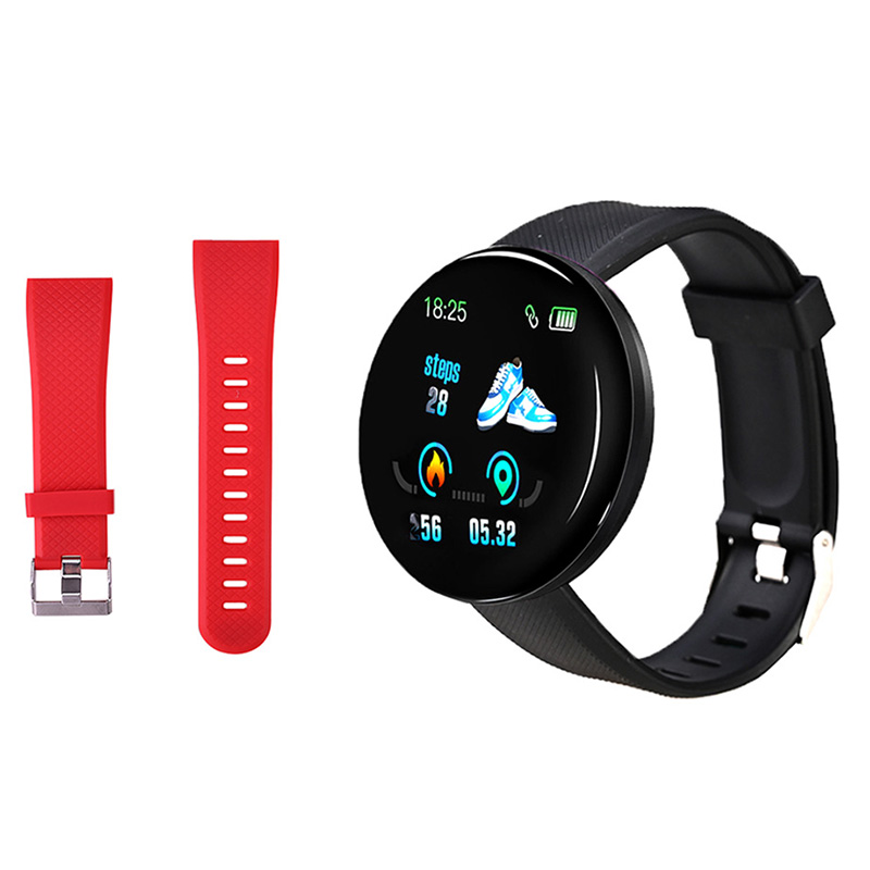 D18 montre intelligente Sport Fitness Tracker Bracelet intelligent fréquence cardiaque pression artérielle Bluetooth Smartwatch santé Bracelet étanche: with Red strap