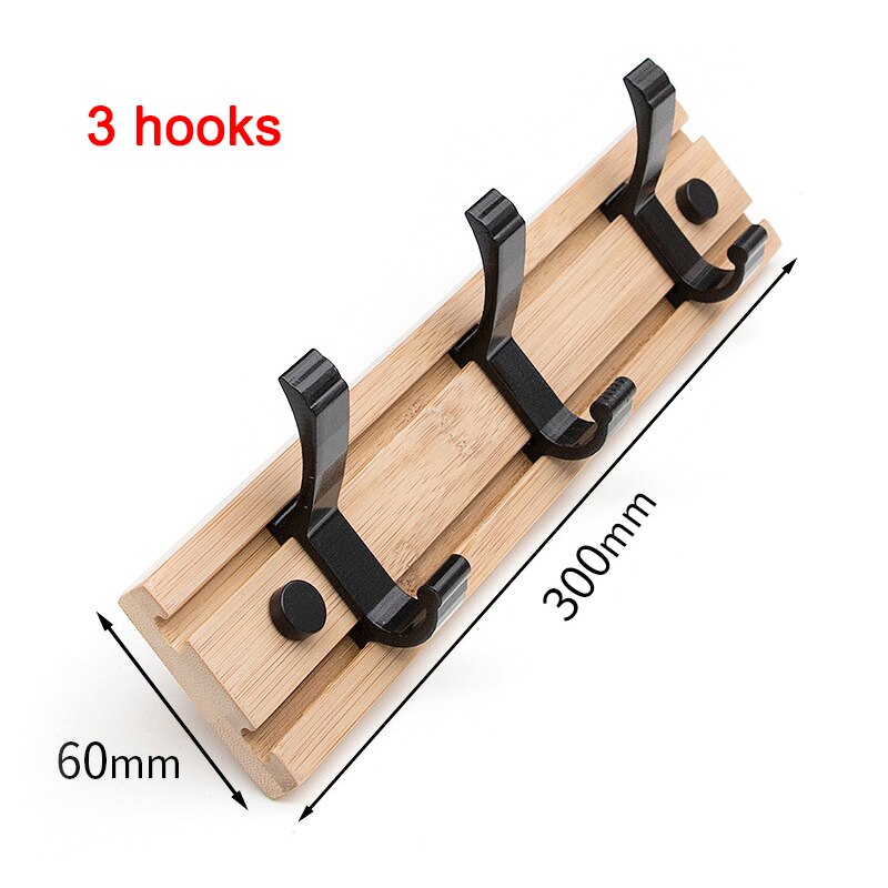 Bamboe Kapstok Muur Gemonteerde Haken Eenvoudige Hanger Slaapkamer Muur Rack Met Beweegbare Haken Tt-Best: 3 hooks