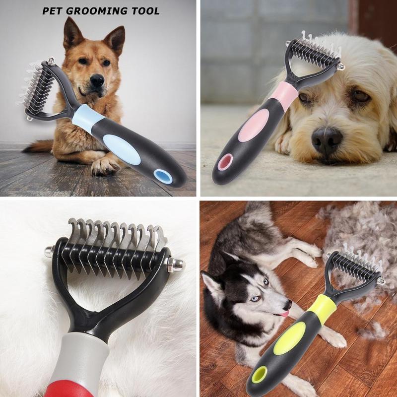 VKTECH Hair Removal Comb Pet Fur Knot Cutter Remove Rake Grooming Shedding Brush Comb Rake Dog Cat Dematting Deshedding Brush