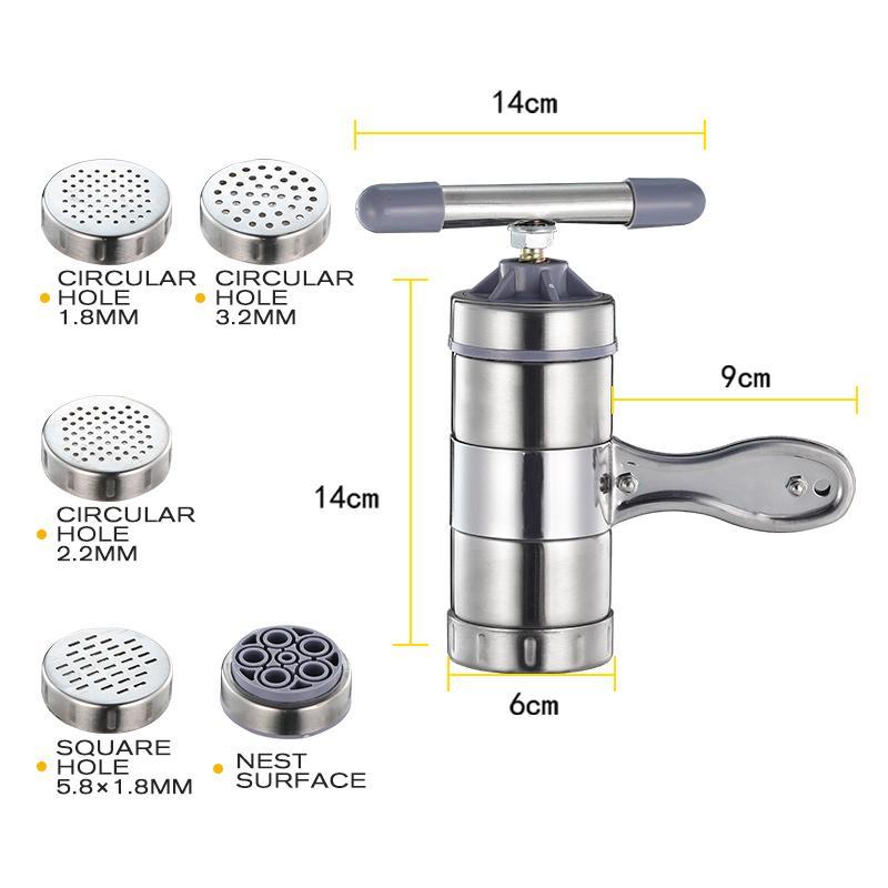 Pasta Machine Stainless Steel Noodle Maker Press Pasta Machine Kitchen Pressing Spaghetti Crank Cutting Noodle Maker Tools: 5 molds