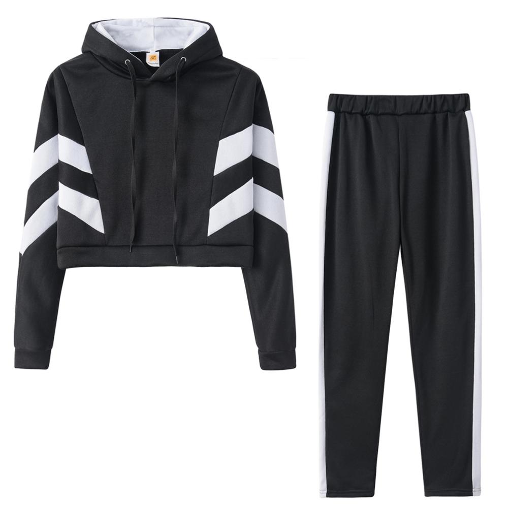 survêtement femmes à capuche à manches longues couleur bloc vêtements De sport costume décontracté Chandal Mujer Jogging Femme conjonctos De Mujer: A / S