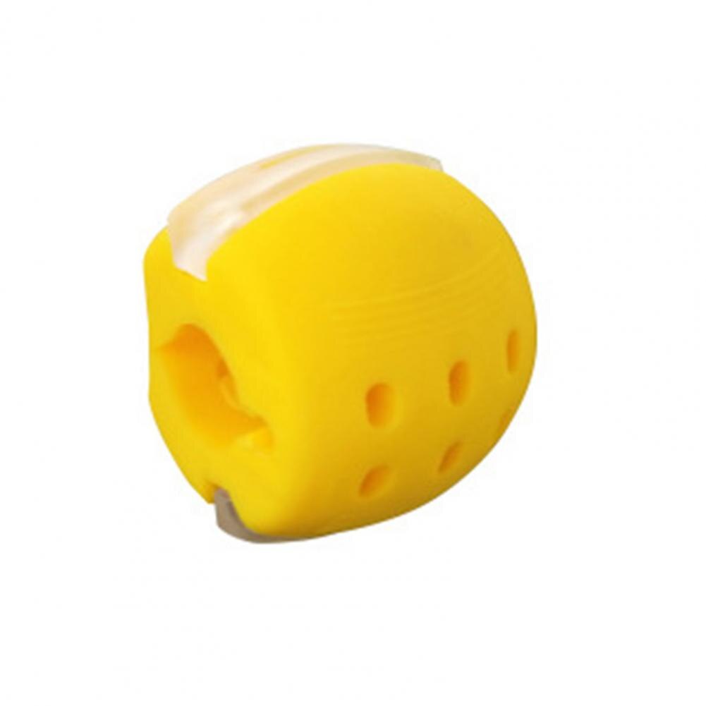 Dispositif d'exercice de mâchoire en silicone de alimentaire, balle d'entraînement musculaire à mâcher faciale: YELLOW