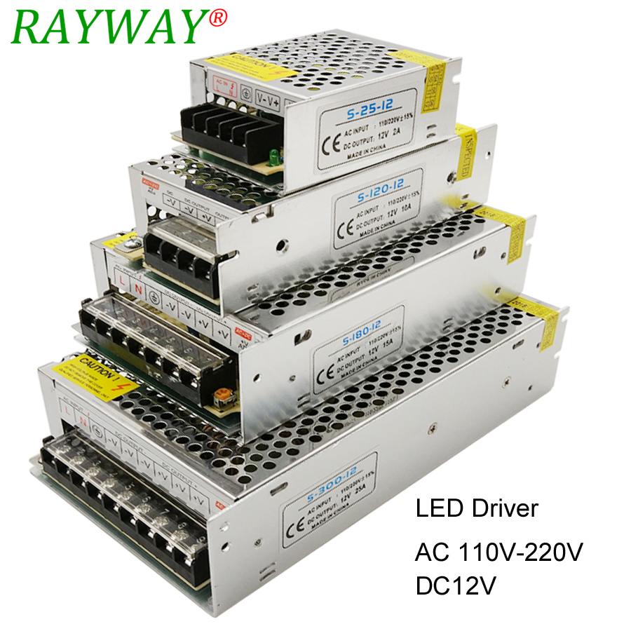 Voeding Voor LED Strip AC 220 V Naar DC 12 V Riem Transformator 10A 30A 25A 3A 2A 1.25A LED Driver 12 V Lader Step Down Adapter