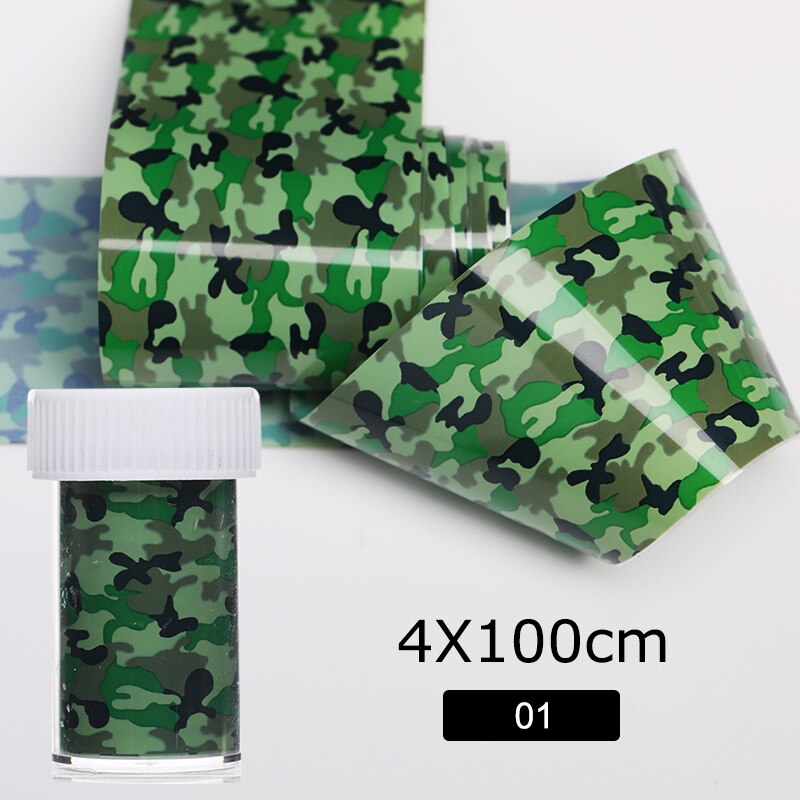 1 rulle neglefolier leopard træ negle mærkat papir camouflage print nail art wraps gør-det-selv-overførsel klistermærke negle mærkater dekoration: 01