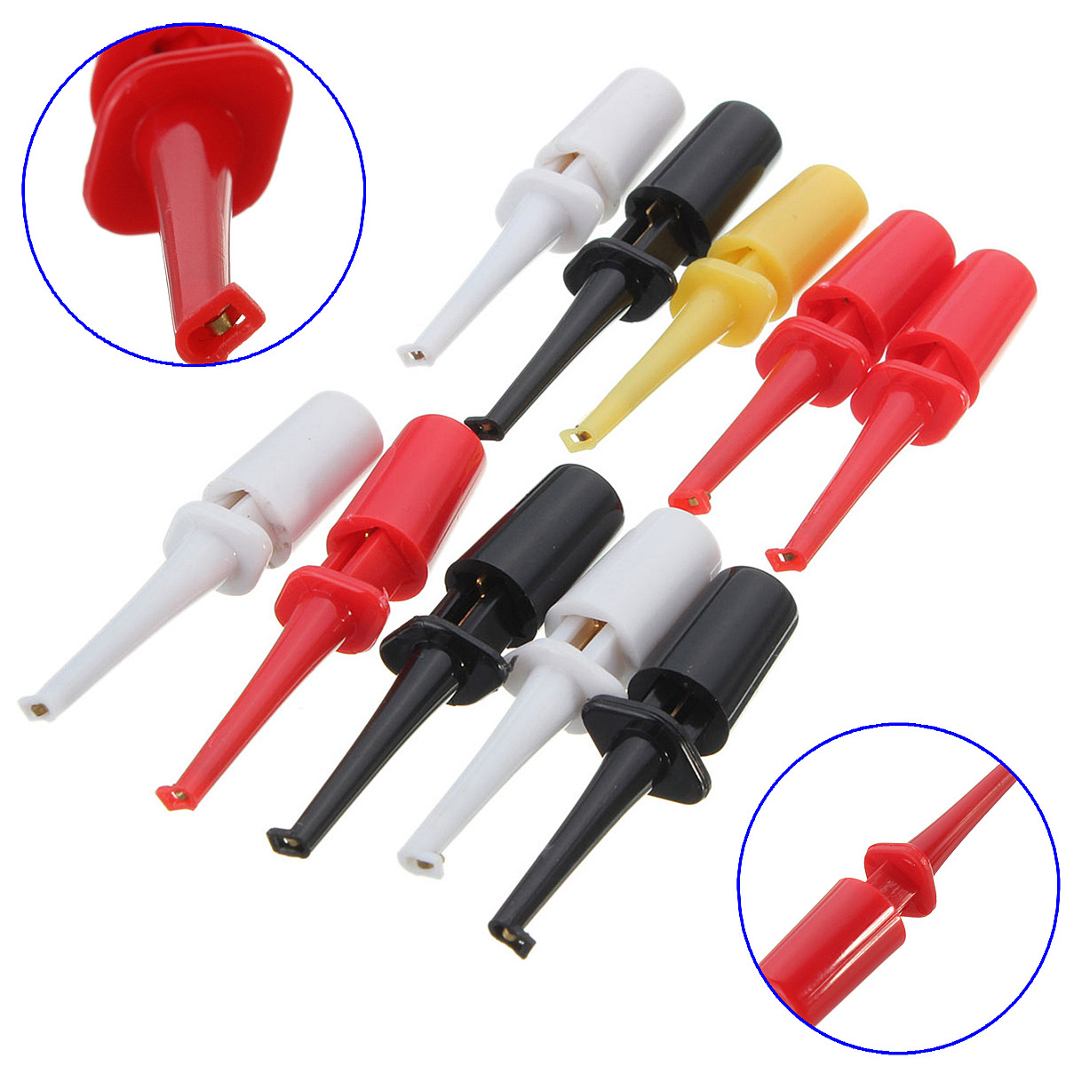 Random Color Multimeter Lead Wire Probe Test Hook Kit Connector 10Pcs 40mm Mini Test Probe Set Multimeter Test Hook Clip