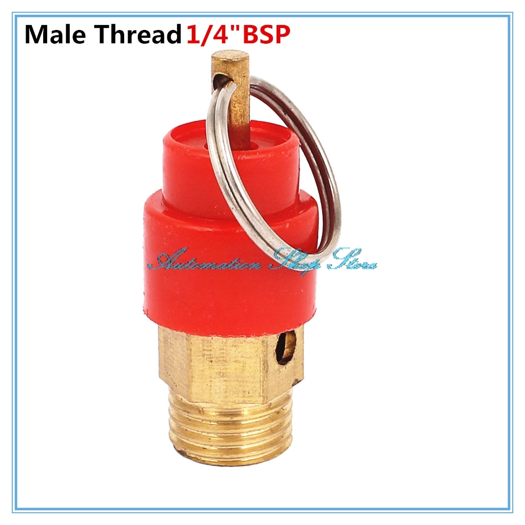 Pneumatisk kompressor fitting 1/4 " bsp hangevind overtryksventil 8kg 0.8 mpa rød hætte