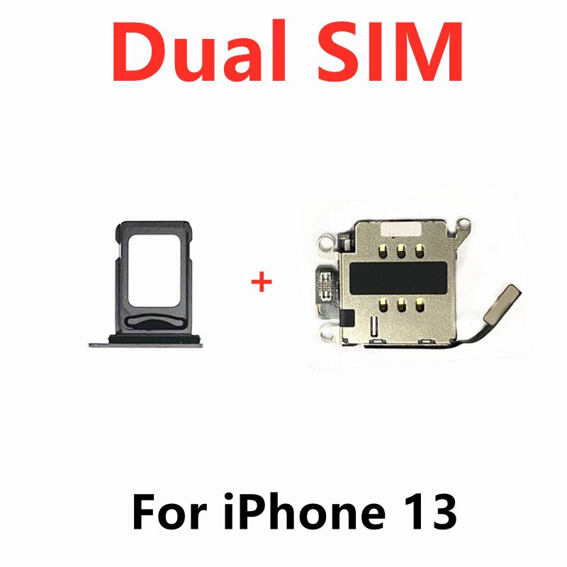Original Dual SIM Card Reader Flex Cable + SIM Card Tray Holder Slot Adapter Replacement Repair Parts For iPhone 13
