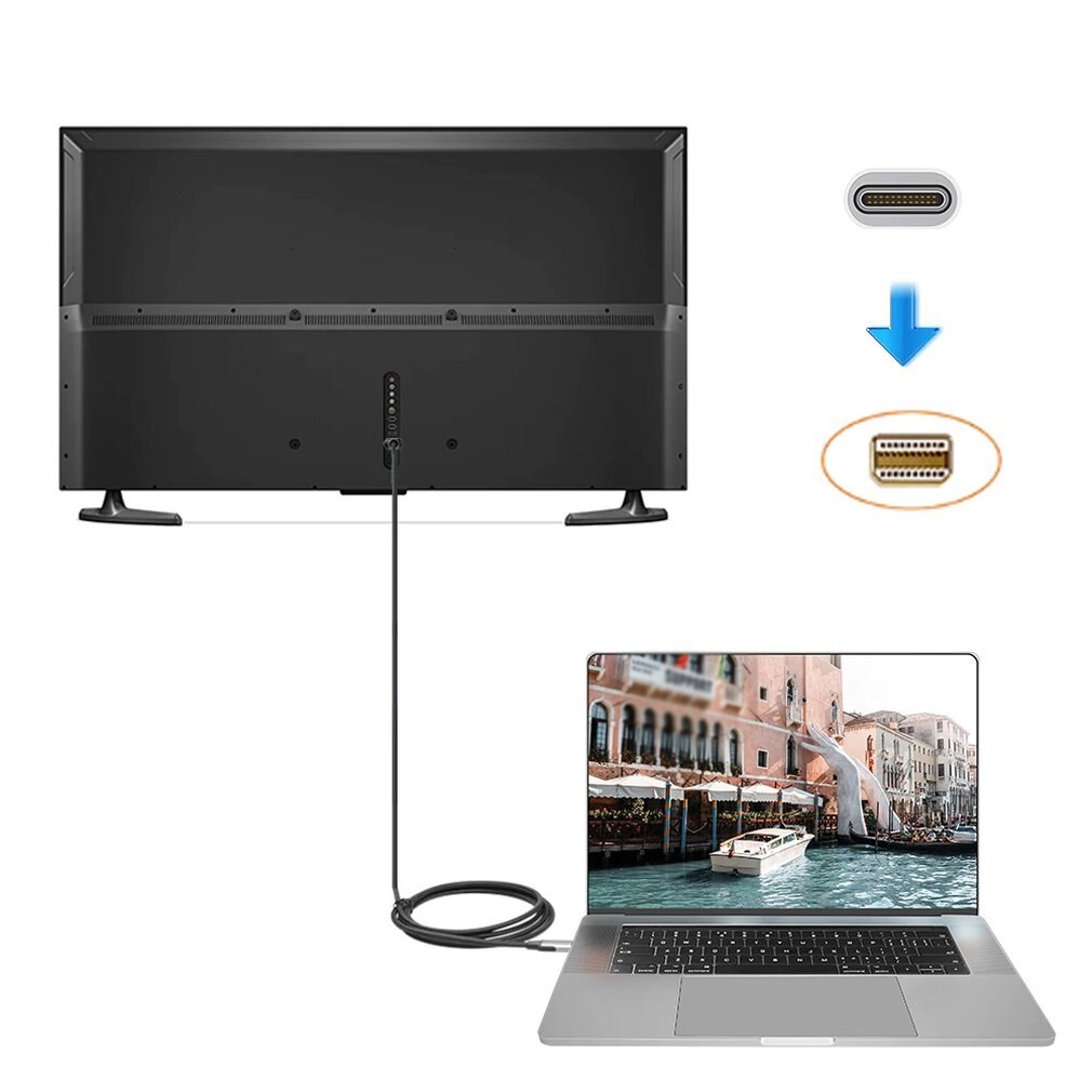 Usbc til mini displayport kabel 6ft usb type c tordenbolt 3 til mini dp ledning 4k praktiske bærbare kabler