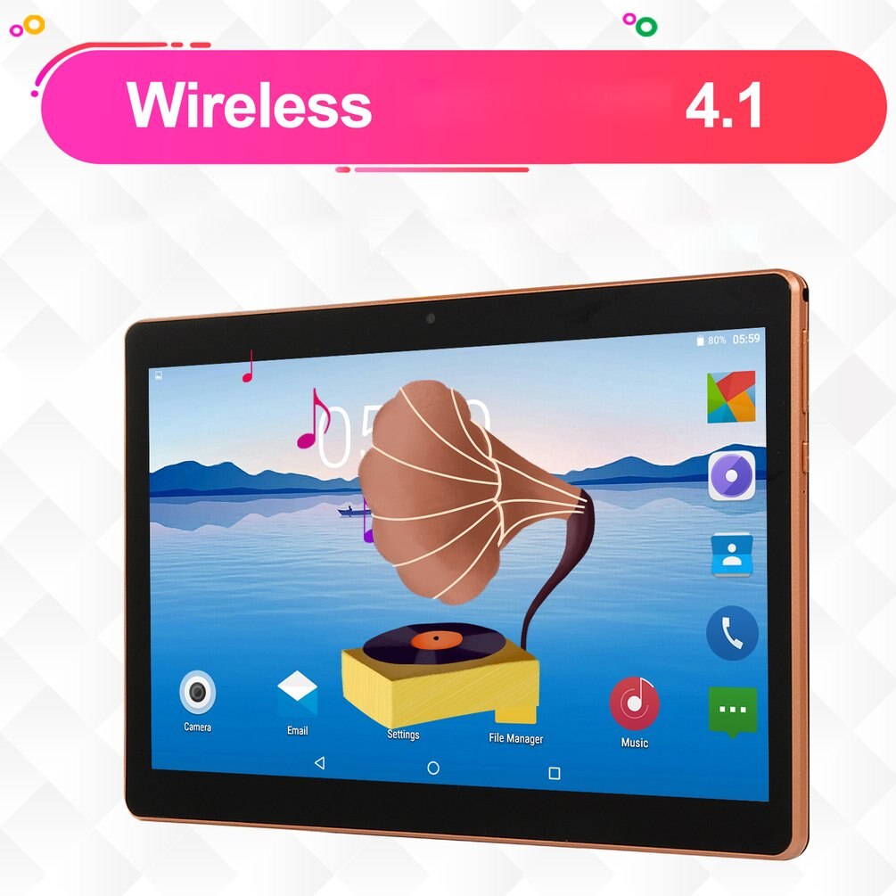 KT107 Plastic Tablet 10.1 Inch HD Large Screen Android 8.10 Version Portable Tablet 8G+64G Black Tablet Black EU Plug