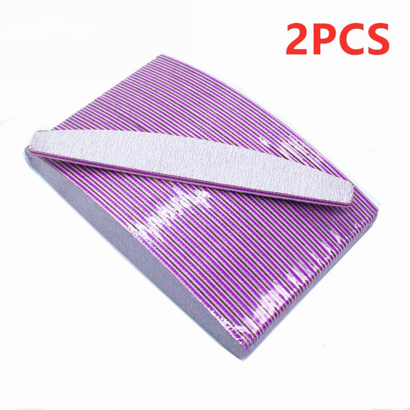 10PCS/Set Acrylic Nail File Buffer 100/180 Double Side Of The Nail File Buffer Trimmer Lime Buffer Nail File Nail Art Tools: 2PCS-B-Gray