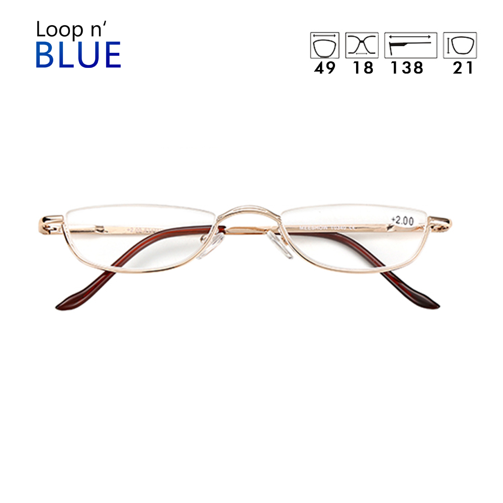 Edelstahl Lesebrille Mann Presbyopie Halb Rand Männer Gläser lentes de lectura mujer + 1,25 + 1,75 + 2,25 + 3,5 340: +300 / Gold