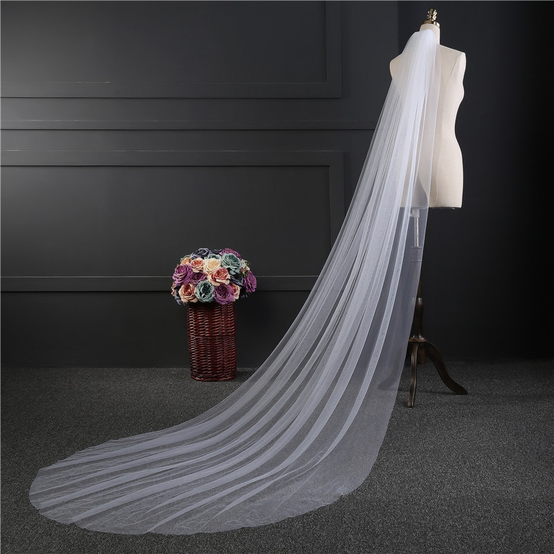 Simples uma camada capela comprimento véus de noiva tule macio branco marfim 3m * 1.5m véu de casamento com pente mais barato acessórios de noiva