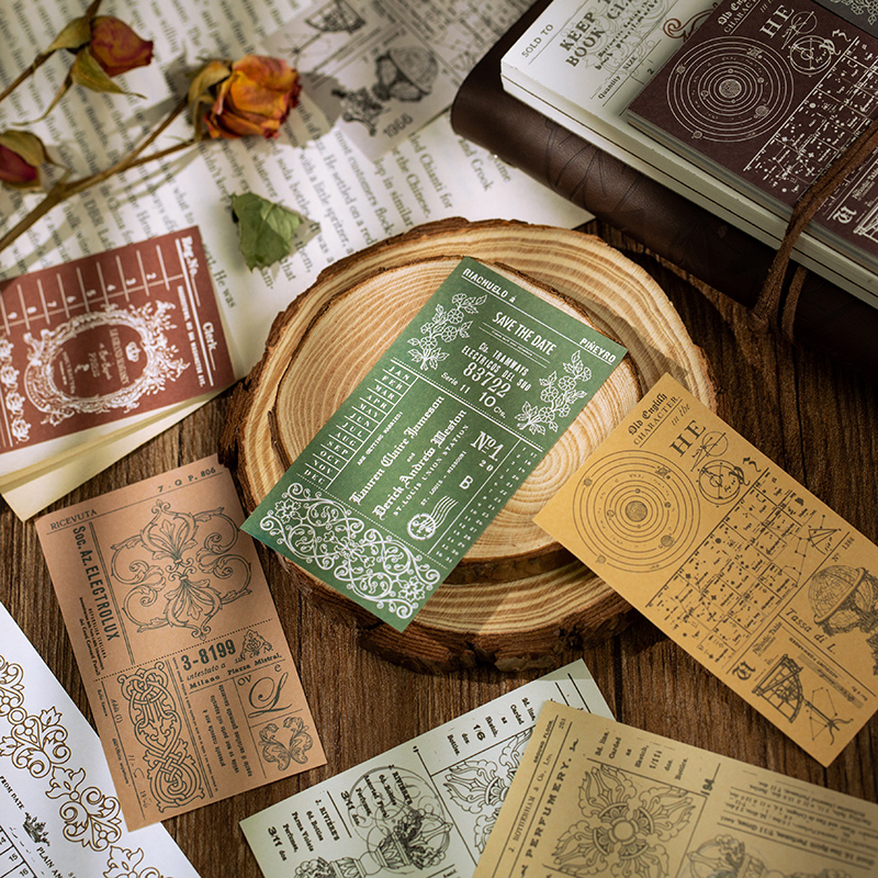 50 pcs/lot Vintage Decorative paper Antique ticket Collage Scrapbooking material paper handmade Diy Diary Craft Supplies