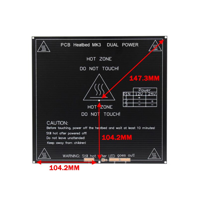 Cama calefactora MK3 mejorada de 12V, cama calefactable de aluminio de 214x21 4/220x22 0/300x200x3mm para piezas de impresora 3d pe as