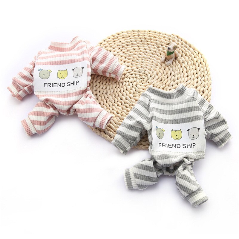 Mjuk bomull hund katt jumpsuit pyjamas för små hundar pudel yorkshire french bulldog katten overall maskota kläder kläder