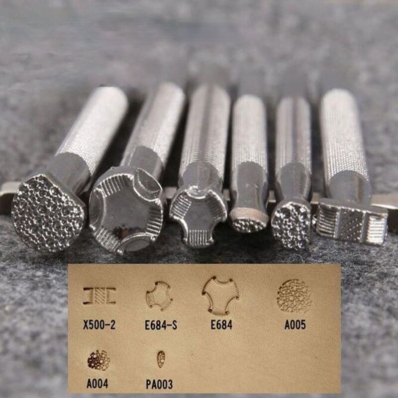 6Pcs Leather Stamping Tools Leather Working Saddle Making Stamps Set Special Shape Stamp Punch Set Leather Craft Tools