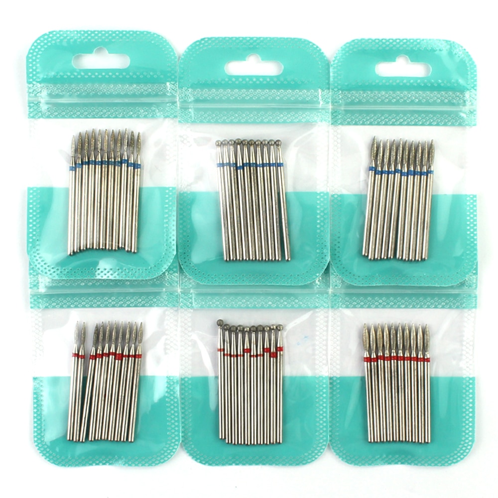 Juego de brocas de diamante para manicura, broca para uñas, Arco Iris, 10 Uds.