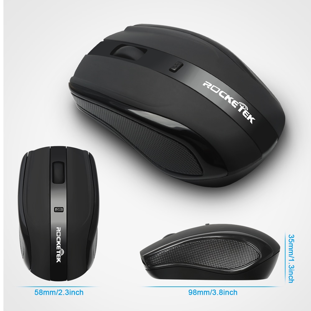 Rocketek USB Wireless Mouse 2.4G 1600DPI 3 buttons ergonomic for imac pro macbook laptop computer pc optical mini mice silent
