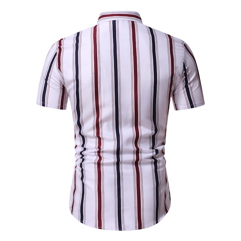 Men's Shirt Casual Stripe Shirts Shorts Sleeve Shirts Slim Fit Spring Summer Casual Men Striped Shirt