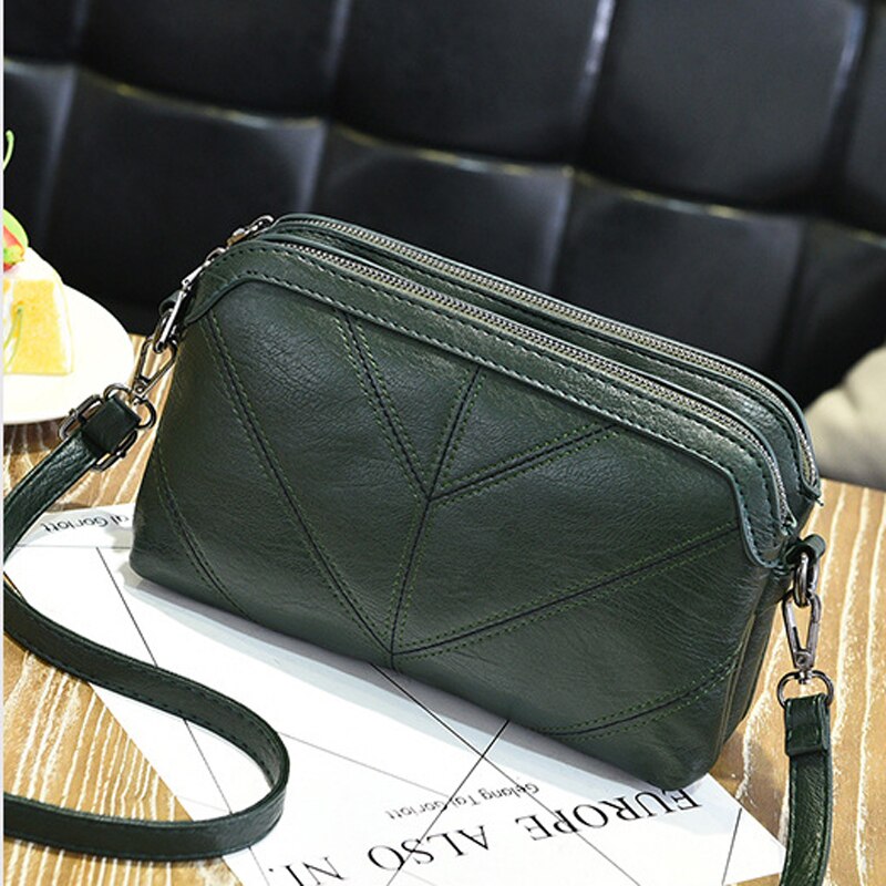 Yogodlns – sac à main tendance en cuir Pu pour femmes, sacoche à bandoulière Simple avec fermeture éclair: armygreen