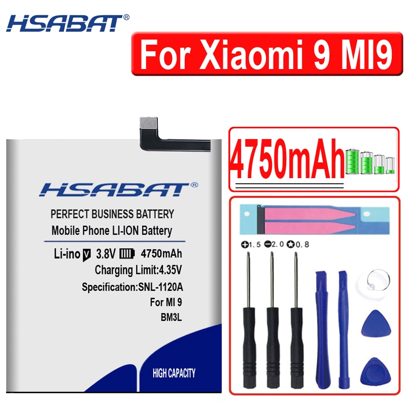 Bateria de hsabat 4650 mah bm3l para xiao mi 9 mi 9 m9 mi 9 baterias de substituição bateria