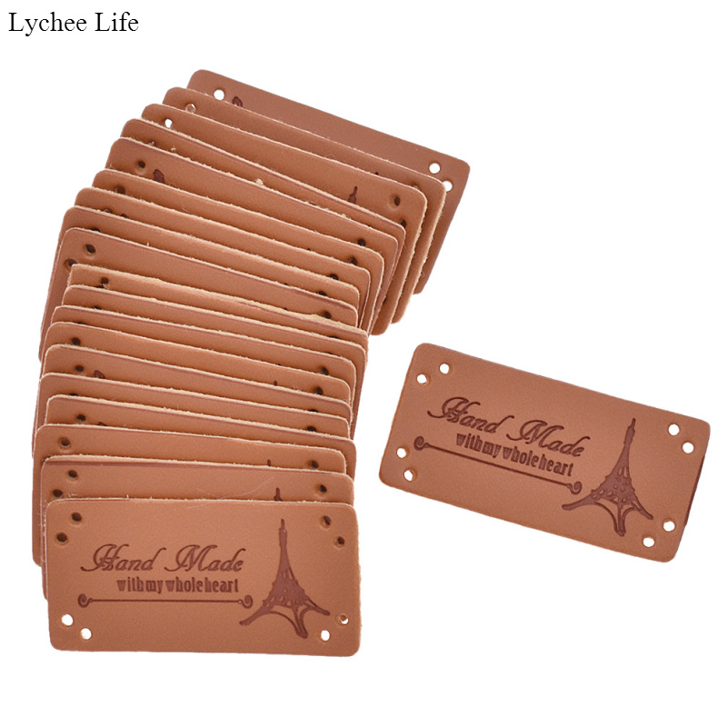 Lychee Life étiquettes de vêtement unisexe | Bricolage, artisanat du cuir, étiquettes à coudre gaufrées, 20 pièces/paquet: 19