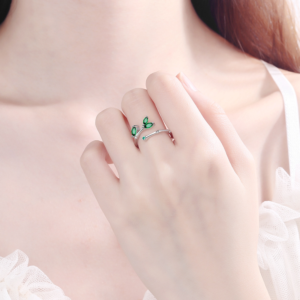 Anelli a foglia verde con ramoscello in argento sterling 925 per le donne Accessori per gioielli di design di lusso Gioielli GaaBou