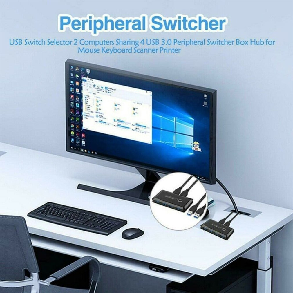 KVM Switch USB 2.0 Switch Selector 2 Port PCs Sharing 4 Devices USB 2.0 ...