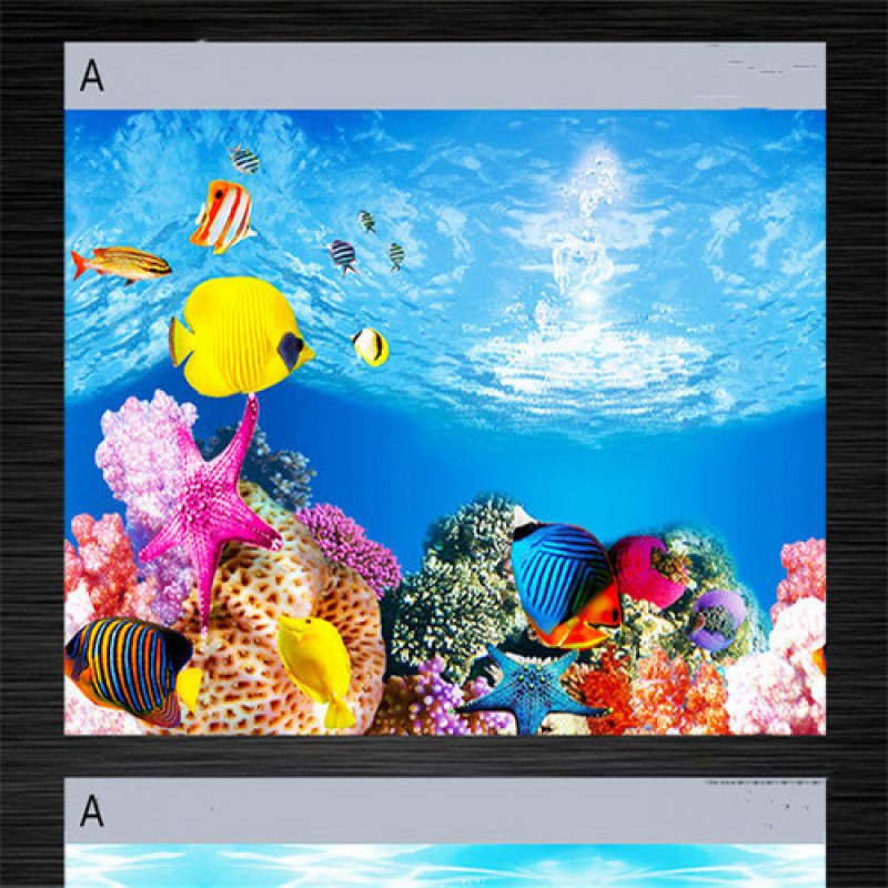 Fish tank background paper painting HD picture 3d stereo wallpaper background painting double-sided aquarium decoration sticker