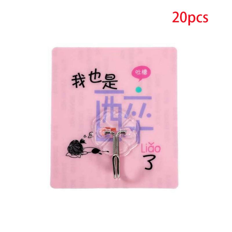 10/20pcs Random Colors Strong Invisible Cartoon Hook Wall Kitchen Adhesive Hook Nail Free Suction Hook Hanger Sticker: 20pcs