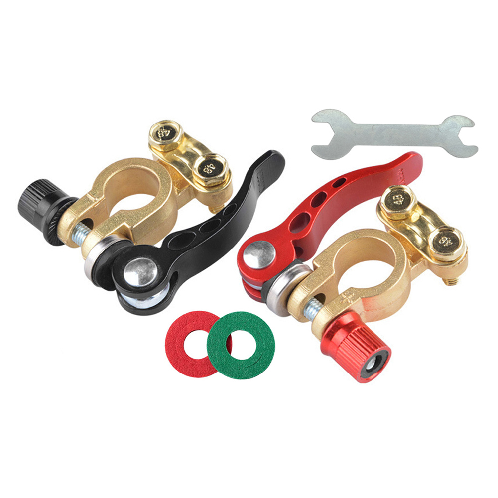 1 Pair car battery terminal Quick disconnect auto cables connectors Clamps 12V 24V Terminal Clamp 4 Way Car Batteries Top Post: Red