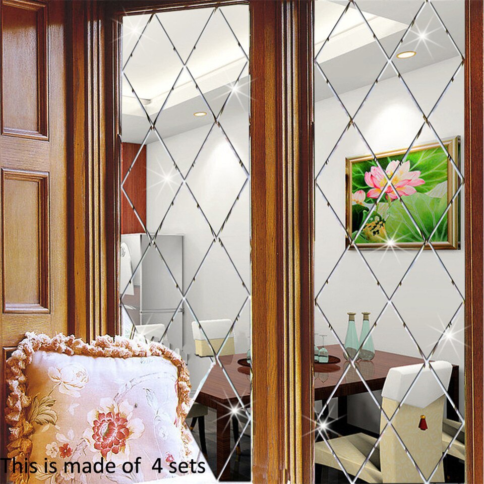 13Pc/Set Rhombus Mirror Wall Sticker For Living Room Bedroom TV Background Wall Mirror Decoration Decal DIY Home Decor Wallpaper