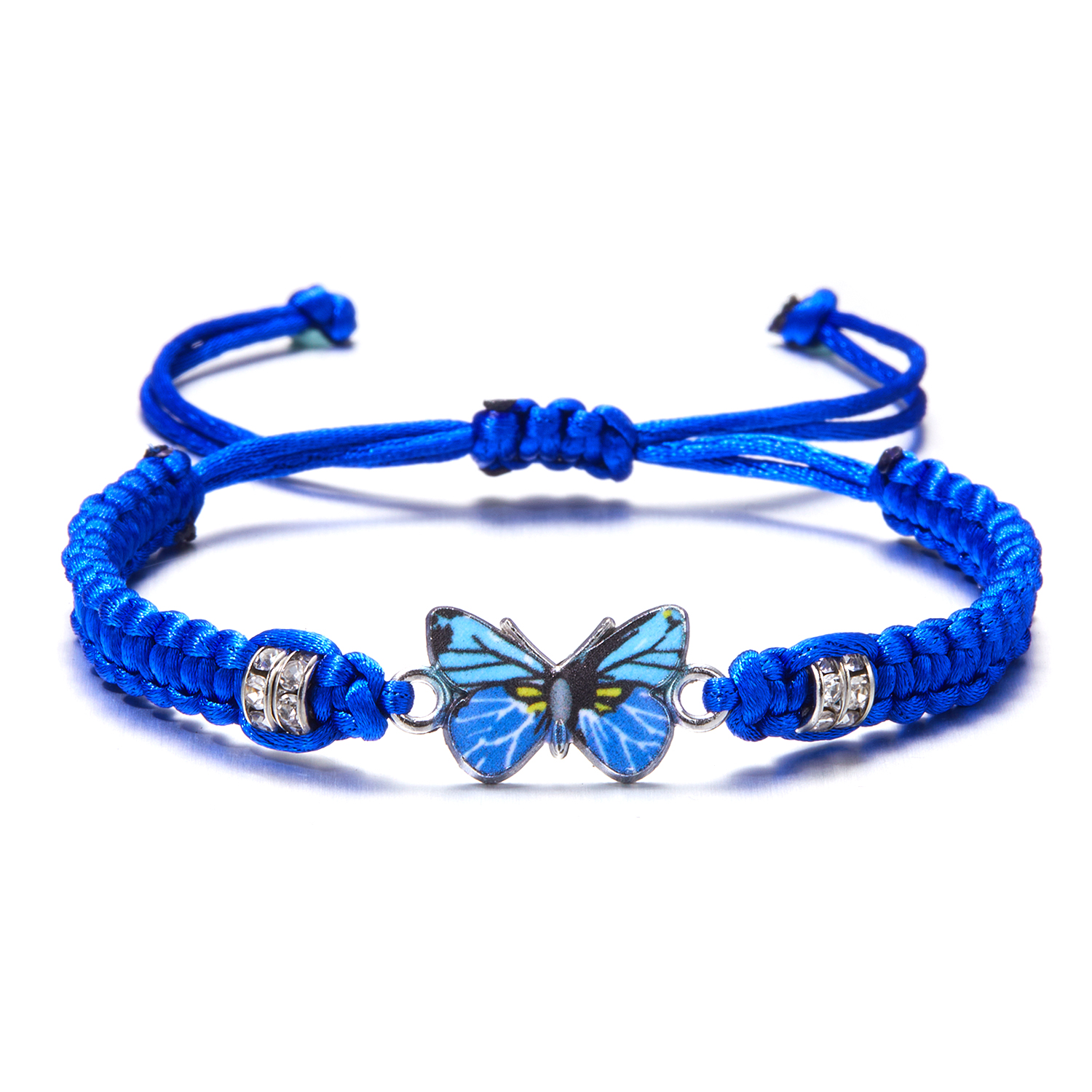Pulsera de cuerda trenzada hecha a mano para mujer, pulseras con colgante de animales y mariposas coloridas, de joyería para: Color dorado