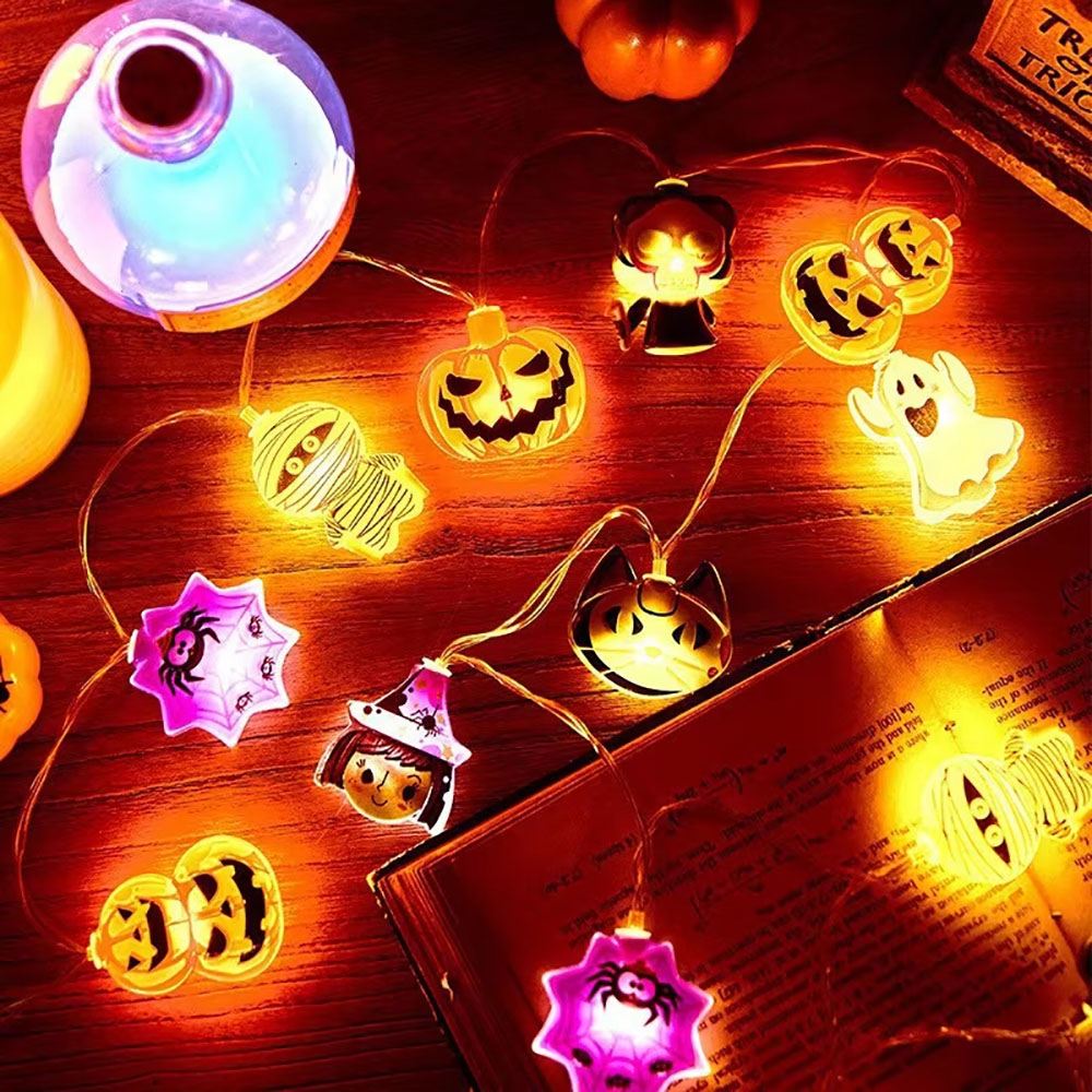 Halloween decoratie LED-lichtslingers, pompoen Ghost spinnenweb hanglamp, thuis buiten lantaarn rekwisieten