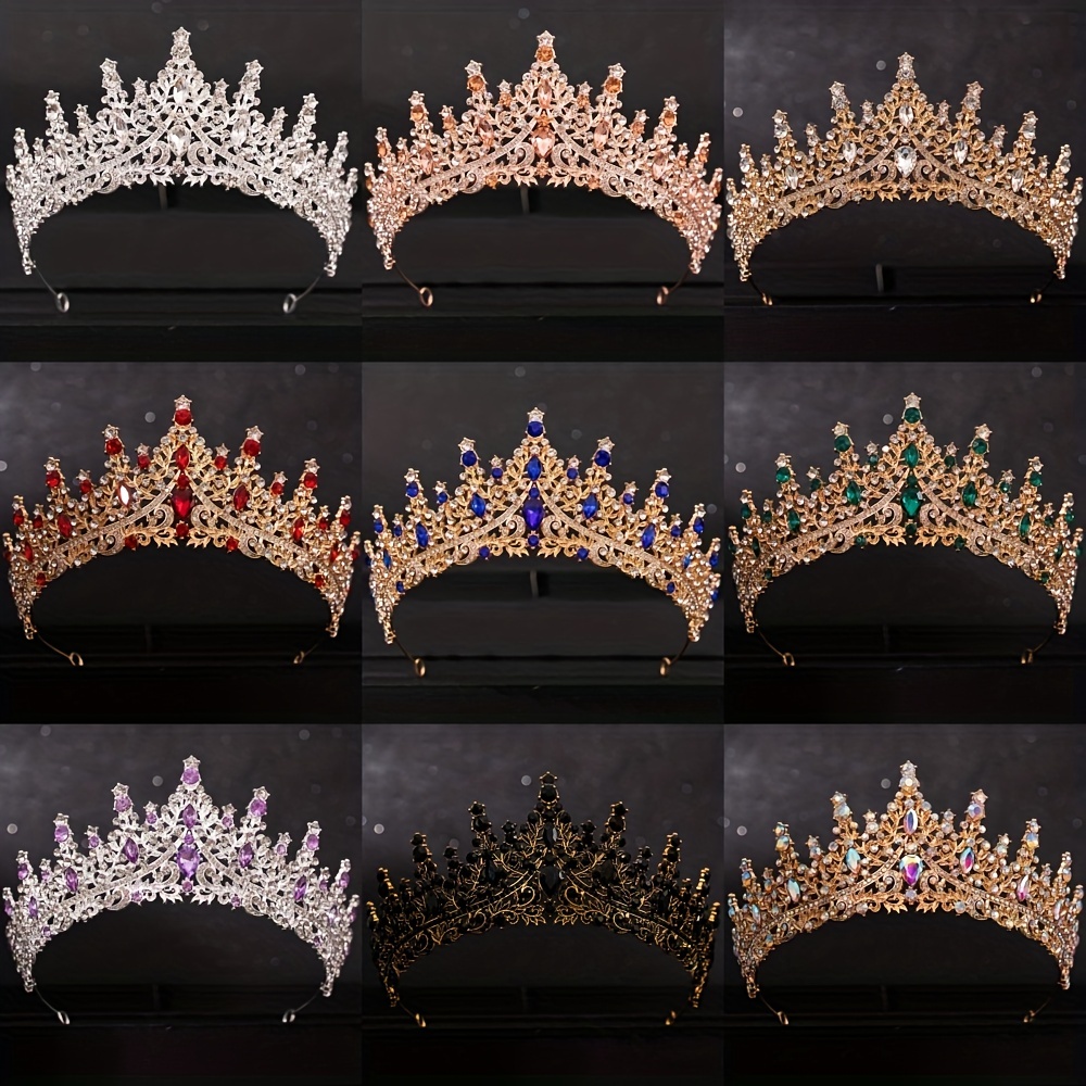 Barok Kristal Tiara 'S En Kronen Voor Vrouwen Bruid Strass Prom Diadeem Bruids Bruiloft Haaraccessoires Sieraden Kroon Tiara