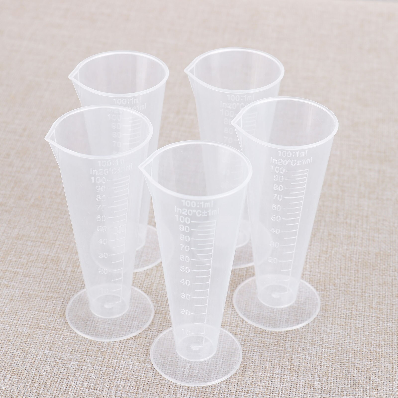 5 100ml Measuring Cups Transparent Plastic Graduated Jugs Conical Beaker Measuring Pot Tube with Pour Spout Kitchen Baking Tools