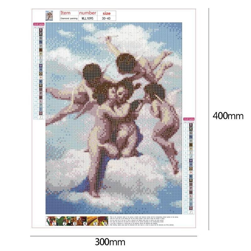 5D DIY Full Drill Diamond Painting Guardian Angel Butterfly Cross Stitch Needlework Kit Home Decor Oxidation Resistance 40*30cm