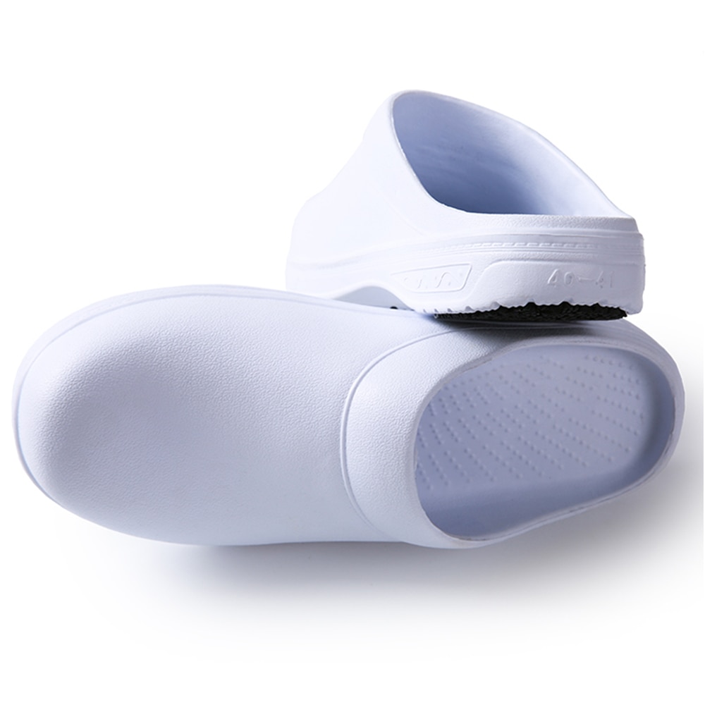 Hvit unisex kjøkken kokk sko verksted sklisikre slitesterke arbeidstøfler hagesko anti skli unisex sko sandaler: Hvit / Xxxl