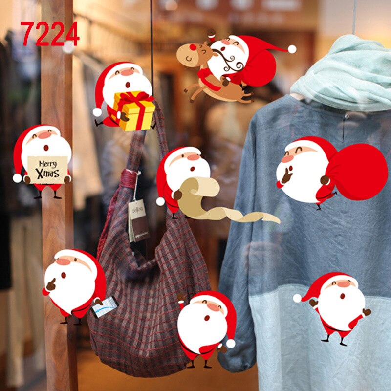 Christmas Window Stickers Santa Claus Removable PVC Christmas Tree DIY Wall Window Door Mural HVR88