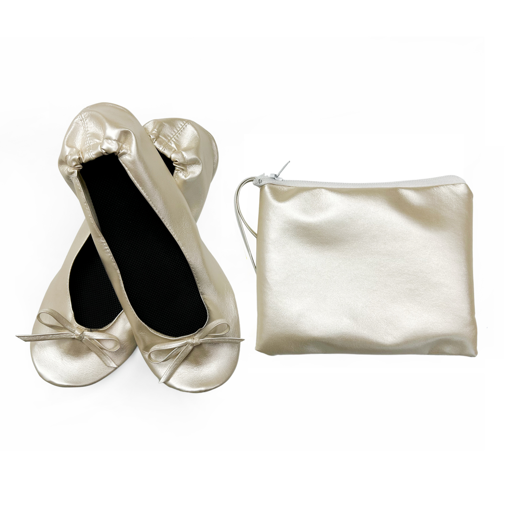 Ballerine portatili pieghevoli da donna per uso interno Pantofole arrotolabili, comode confezionate, con borsa, per matrimoni in viaggio