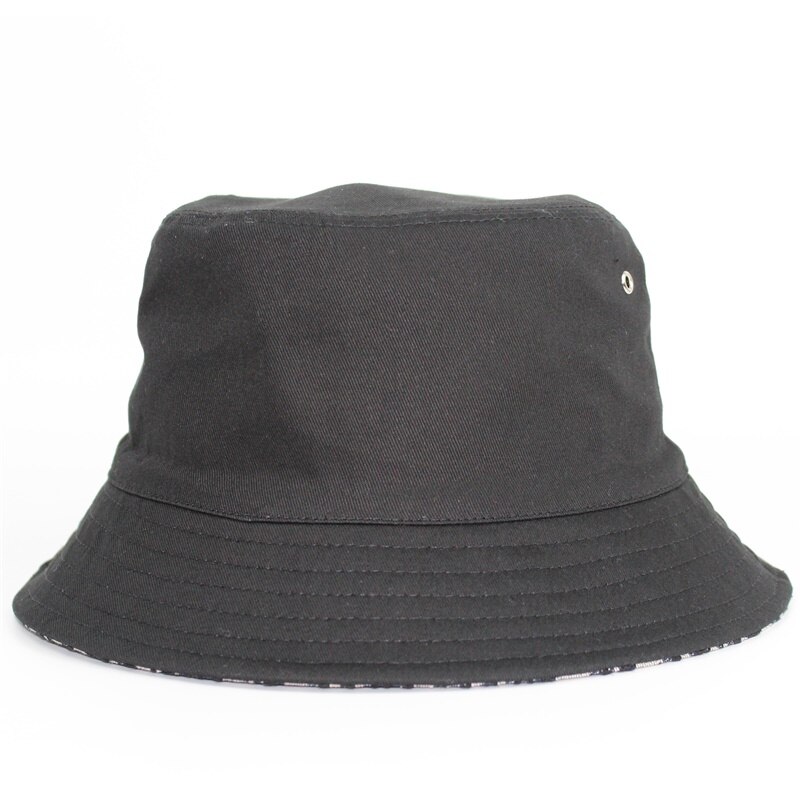 Omkeerbare katoenen zonnehoed met logoprint voor heren en dames, unisex, vintage visserszonnepet: Zwart