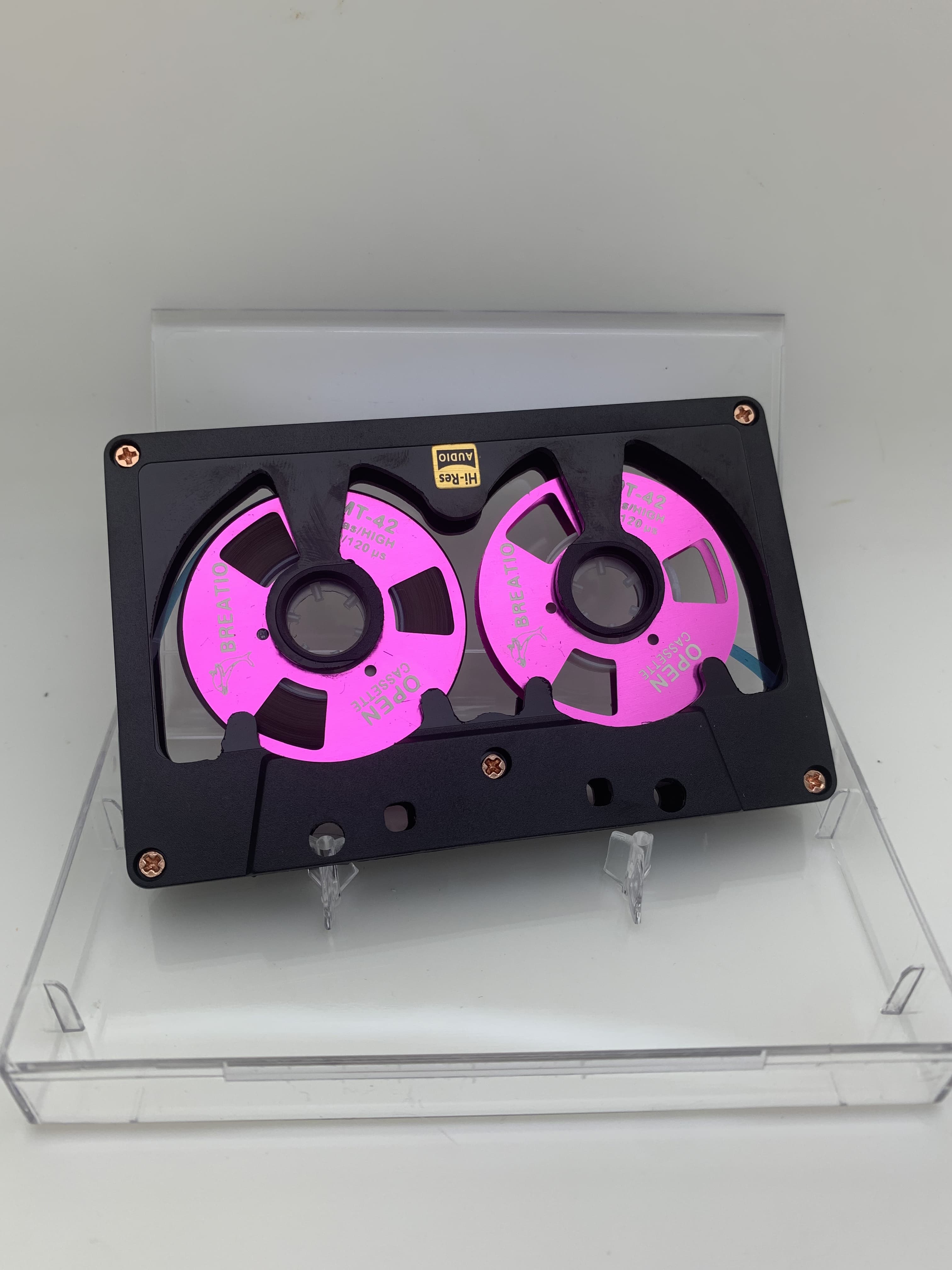 Audio Cassette Reel to Reel Cassette 50 Minute Blank Tape Double Sided Metal Reel Open Case Self-made: Rosa