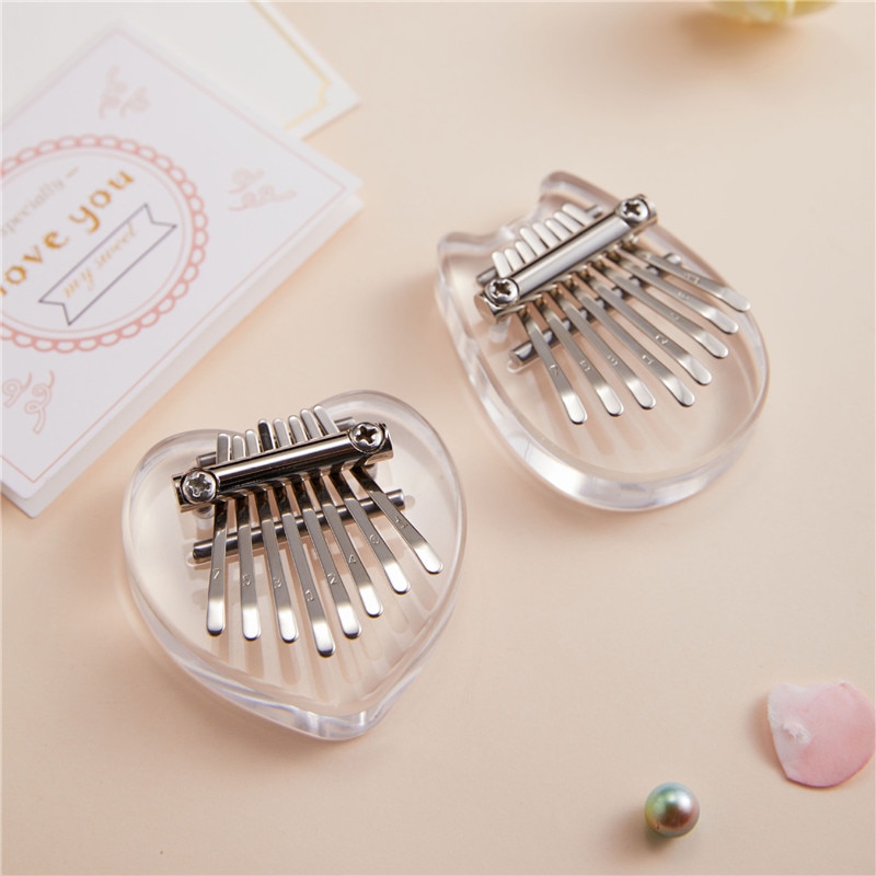 Kalimba portátil transparente de cristal para principiantes, instrumento Musical de pulgar, Piano, Mini Pulgar, 8 teclas, herramientas para el Piano