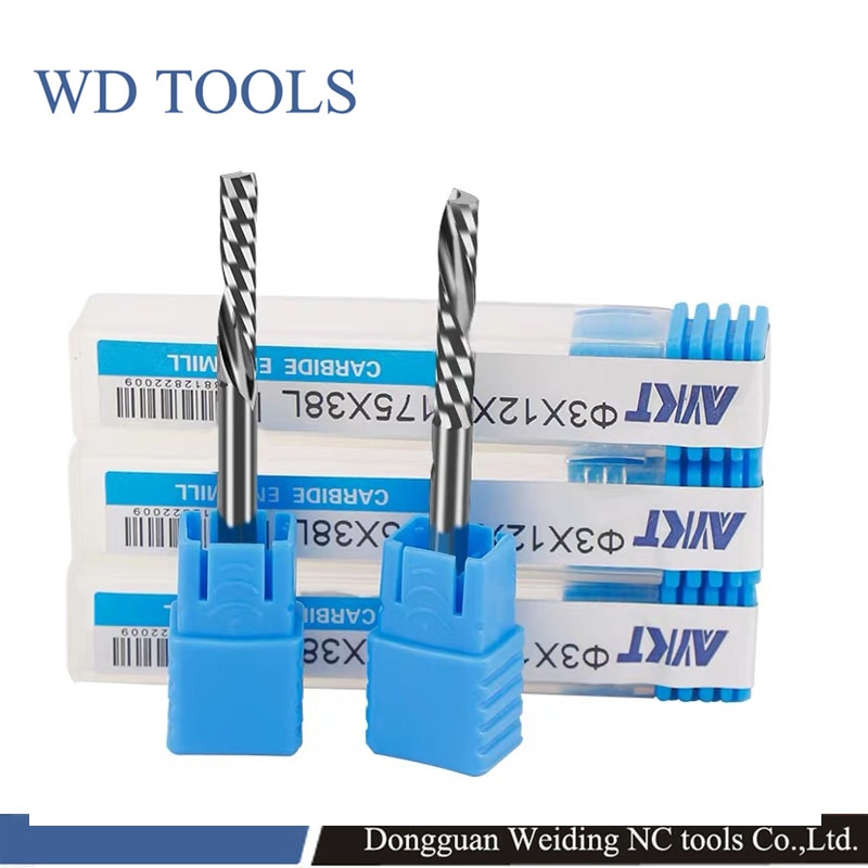 1pcs 3.175 Single Flute CNC Router Bits single Flute Spiral End Mills Carbide Milling Cutter for Aluminum PVC Cutting