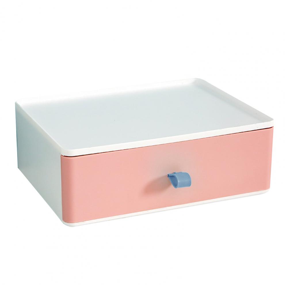 Storage Boxes Stackable Space Saving Plastic Large Capacity Desktop Storage Drawer for Bedroom: Pink