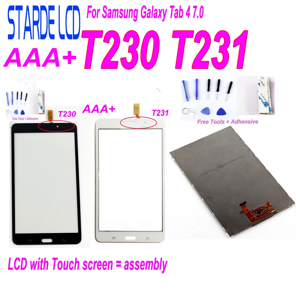 STARDE LCD para Samsung Galaxy Tab 4 7,0 pulgadas T230 SM-T230 T231 SM-T231 Digitalizador de pantalla táctil de pantalla LCD con herramientas