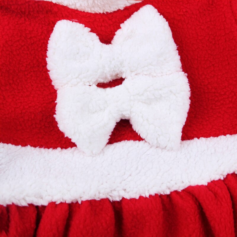 Weihnachten freundlicher Mädchen Bogen Kleider + Hütte Kleidung einstellen Neue Kleinkinder Baby Santa Claus Anzug verrotten Warme Vestidos Kostümich einstellen