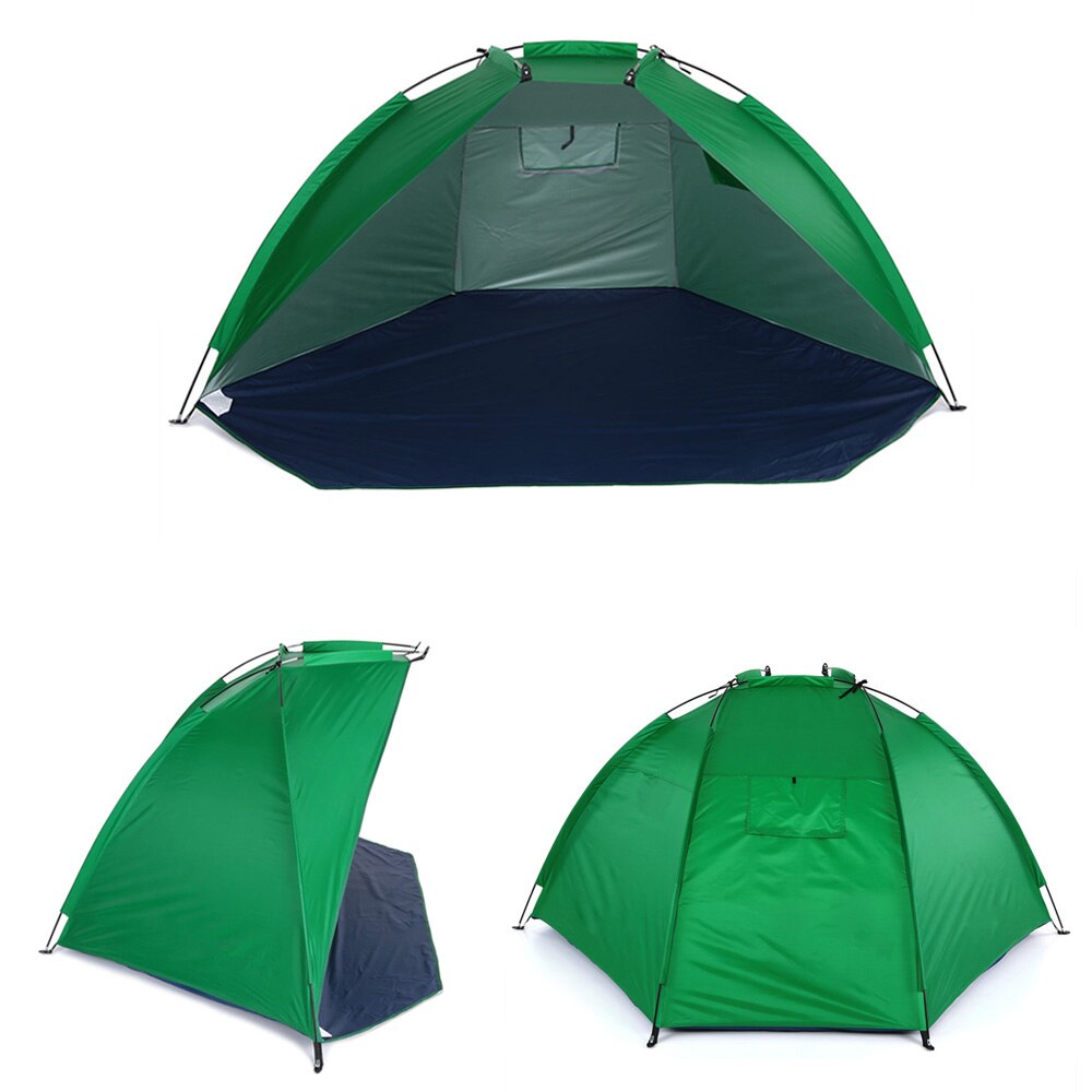 Sommer strand telt utendørs camping telt anti uv parasol ly for fiske piknik strand park sports fiske telt: Grønn